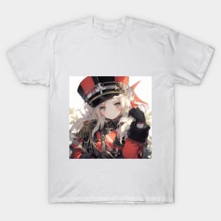 Redcoat Beauty - Elegant Anime Lady in British Army Attire T-Shirt